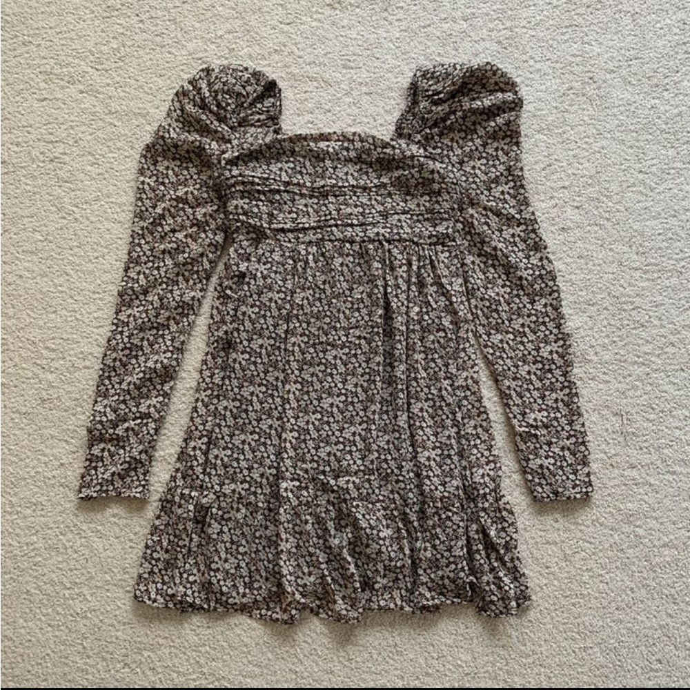 Abercrombie brown floral longsleeve dress